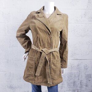 Abercrombie & Fitch Corduroy Double Breasted Jacket Belted Brown Womens Small